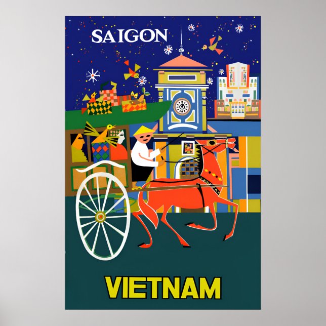 Saïgon, affiche de voyage au Vietnam (Devant)