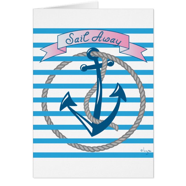 Sail Away Nautical Anchor with blue stripes (Devant)