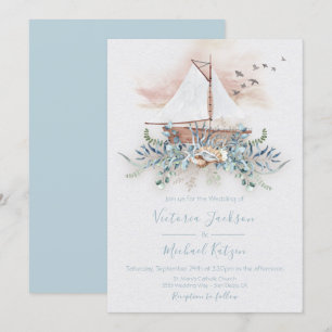 Sailing Boat Nautical Wedding Invitations