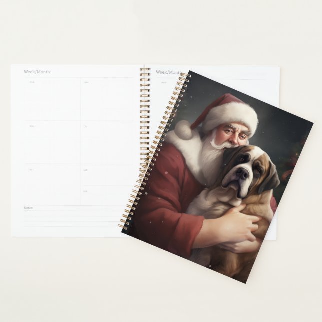 Saint Bernard avec le Père Noël Noël Festif (Devant avec enveloppe)