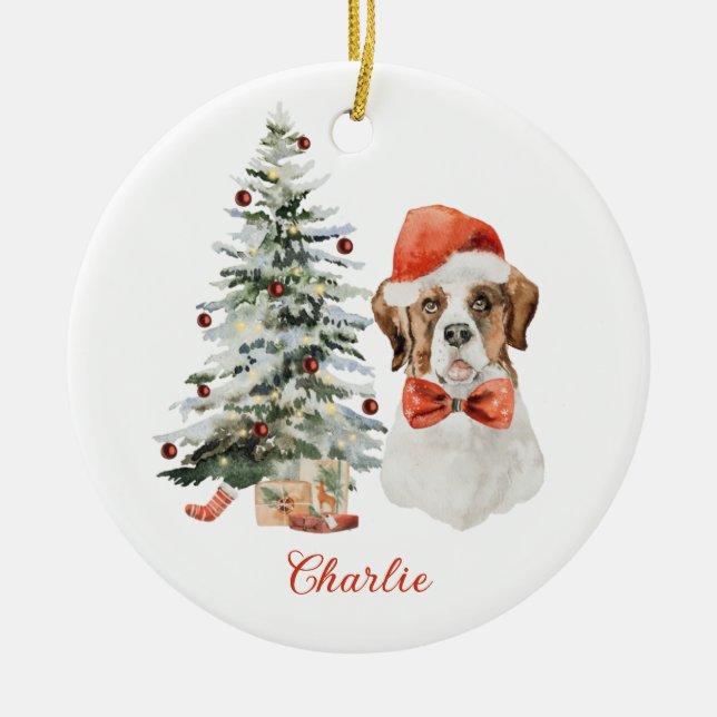 Saint Bernard Dog Ornement de Noël personnalisé (Devant)