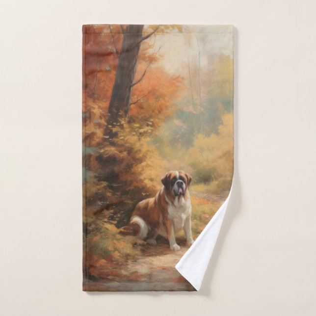 Saint Bernard en automne Feuilles Automne automne  (Serviette à main)