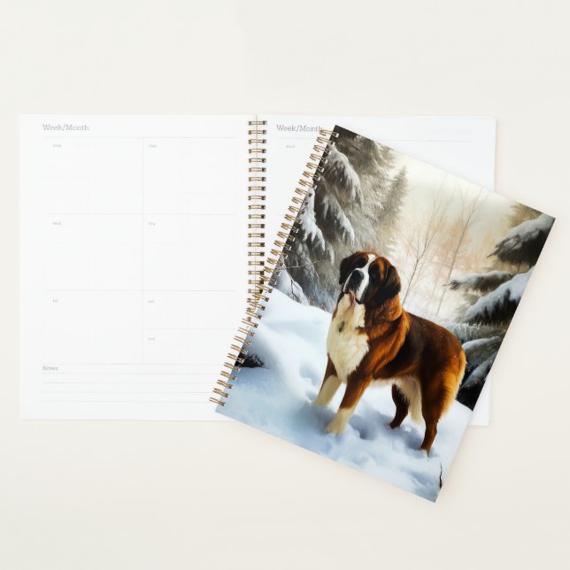 Saint Bernard Laissez Tomber la Neige Noël (Devant avec enveloppe)