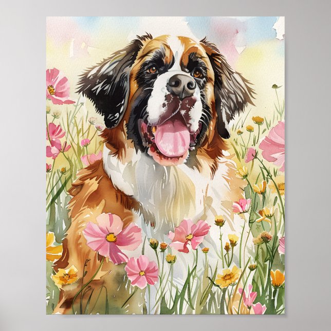 Saint Bernard Wall Art Cadeau pour affiche Amoureu (Devant)