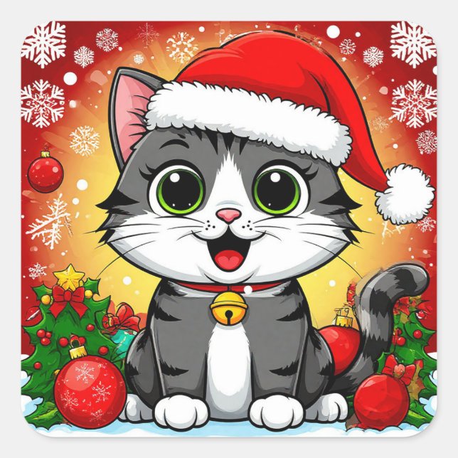 🎄 Saint Cat Noël Autocollant Cadeau Festif 🎄 (Devant)