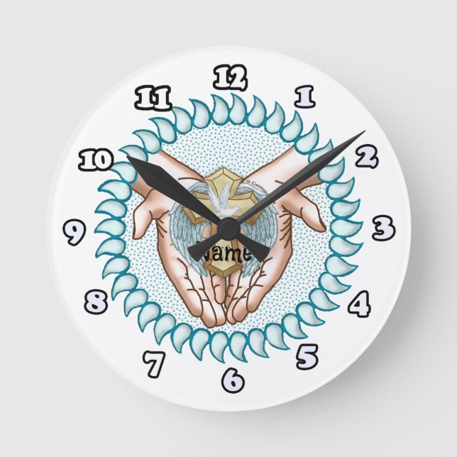Saint-Esprit Mains Horloge chrétienne (Recto)