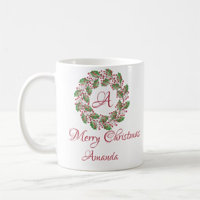Saint-feuilles et la tasse de café de Noël à la ce (Gauche)