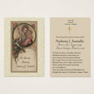 Saint Joseph Catholicisme Funeral Memorial Carte S