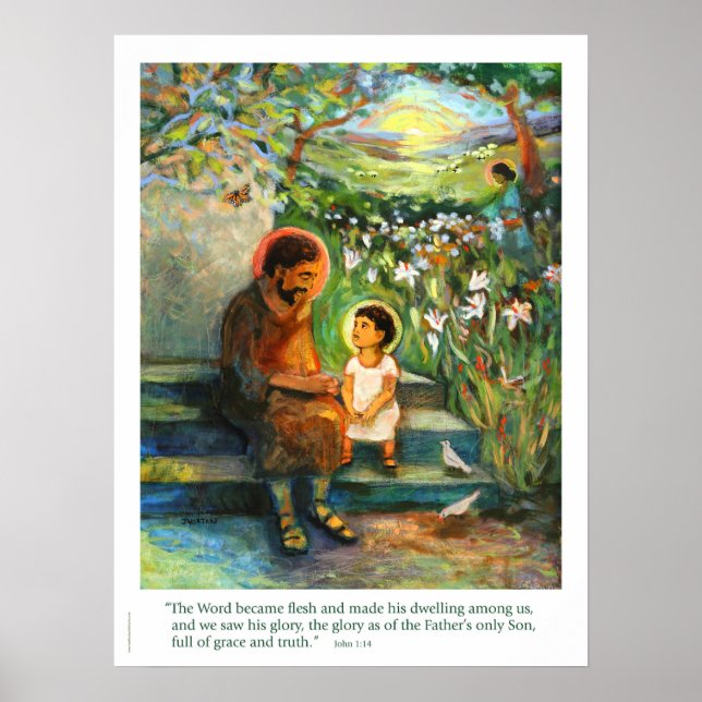 Saint Joseph et Jésus parlent, affiche de la Saint (Devant)