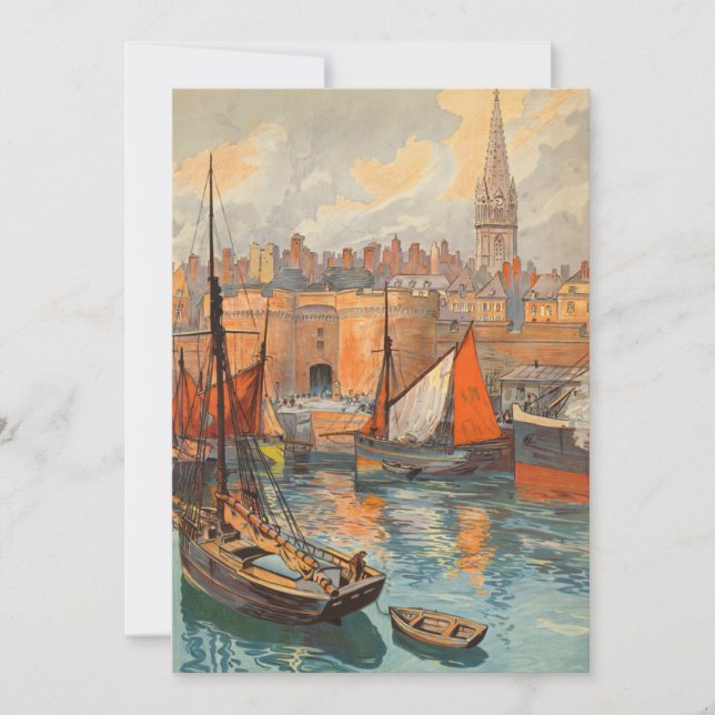 Saint Malo, France, Art de l'affiche de voyage vin (Devant)