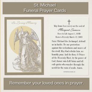 Saint Michel Catholicisme Funeral Memorial Carte S