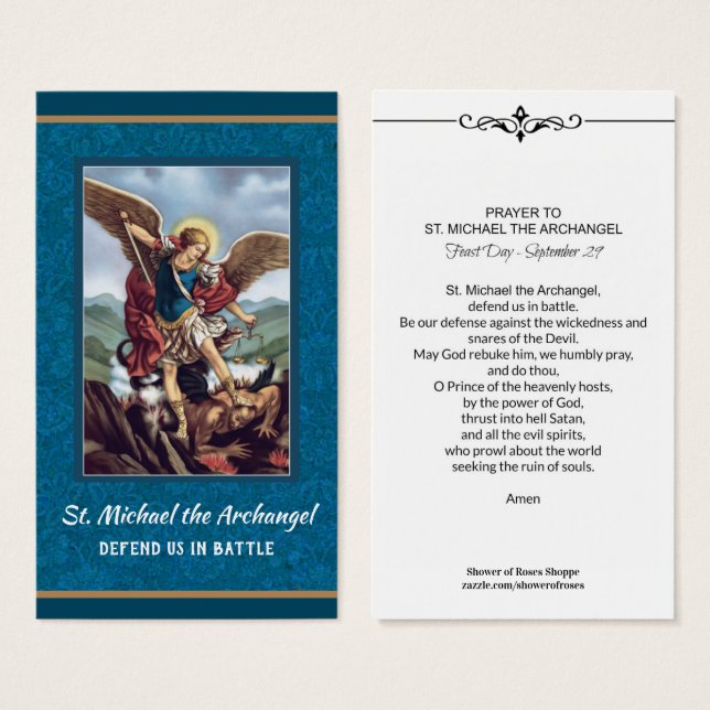 Saint Michel l'Archange Prière Carte Sainte (Devant & derrière)