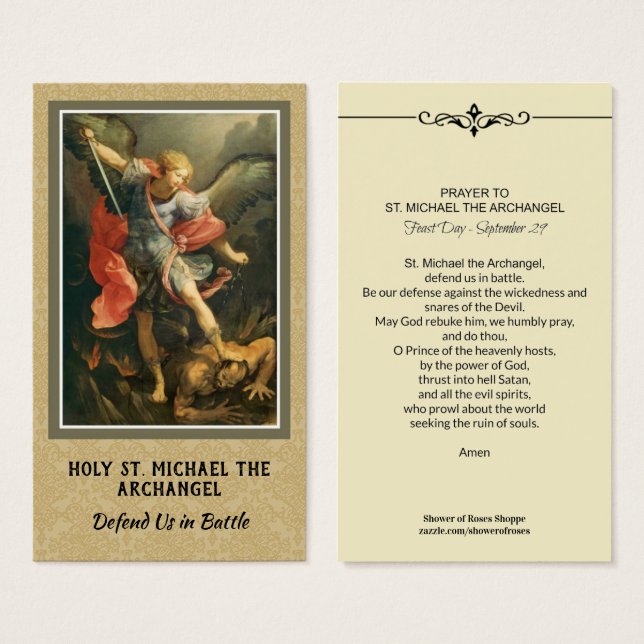 Saint Michel l'Archange Prière Carte Sainte (Devant & derrière)