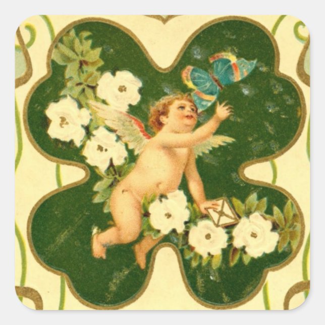 Saint Patrick’s Day Art Nouveau Angel - Sticker (Devant)