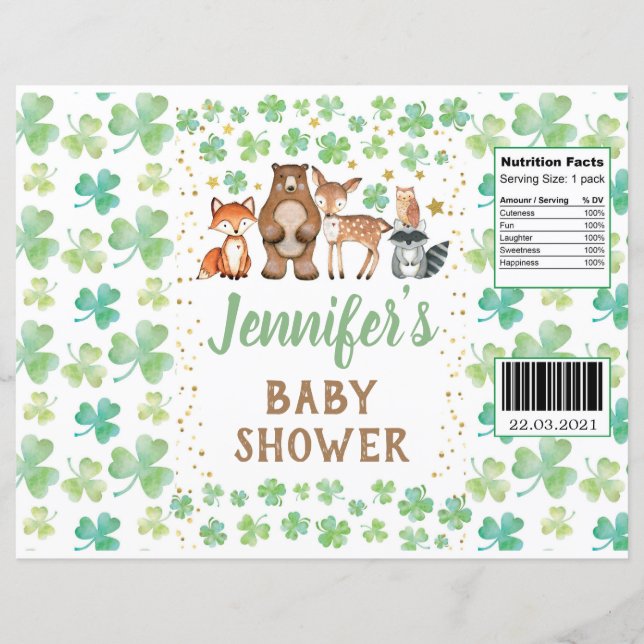 Saint Patrick Shamrock Animaux Chip Bag Wrapper (Devant)
