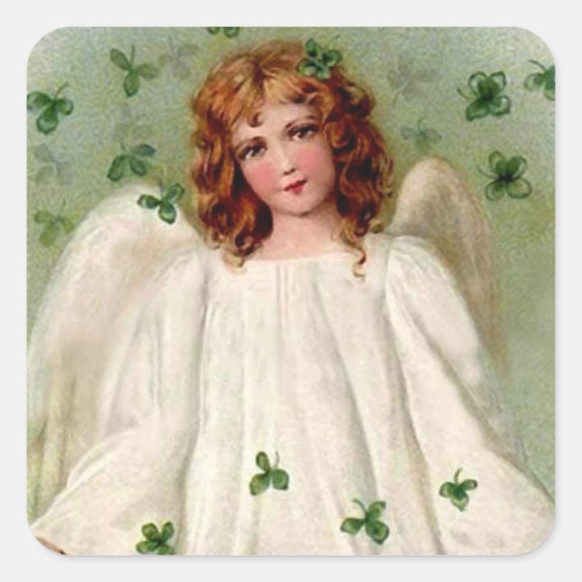 Saint Patrick's Day Angel et Shamrocks sur Sticker (Devant)