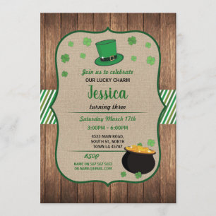Saint-Patricks Day Anniversaire Invitation Shamroc