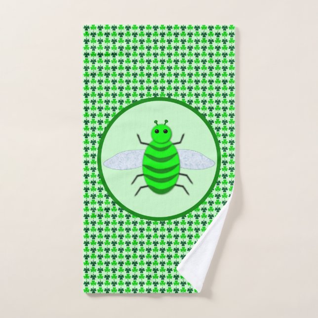 Saint Patricks Day Bee et Shamrocks (Serviette à main)
