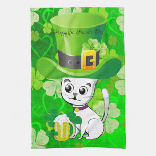 Saint Patrick's Day Cuisine Serviette à main Chat 