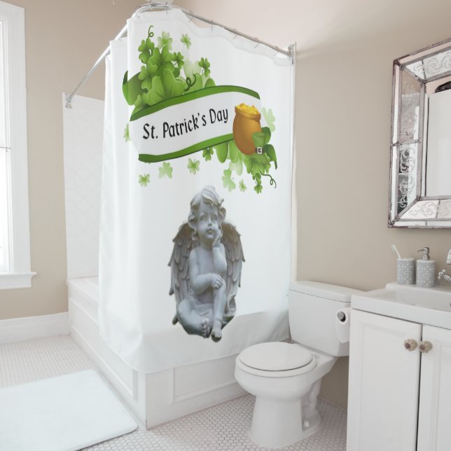 Saint Patrick's Day Douche rideau Angel (En situation)