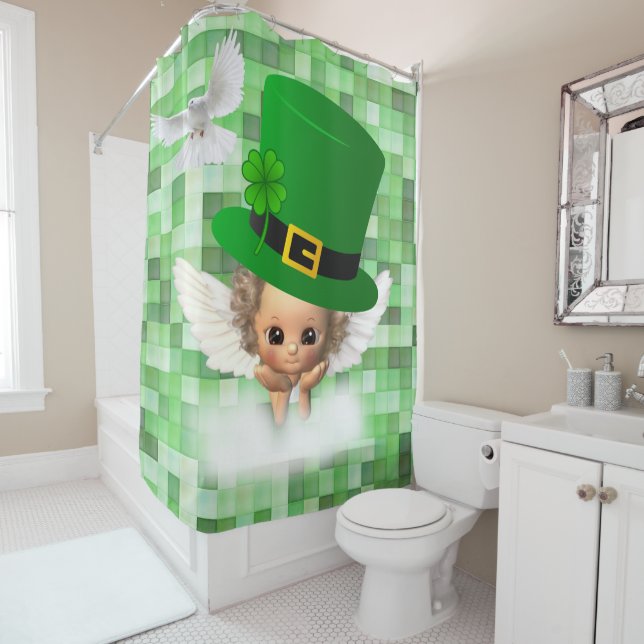 Saint Patrick's Day Douche rideau Angel (En situation)