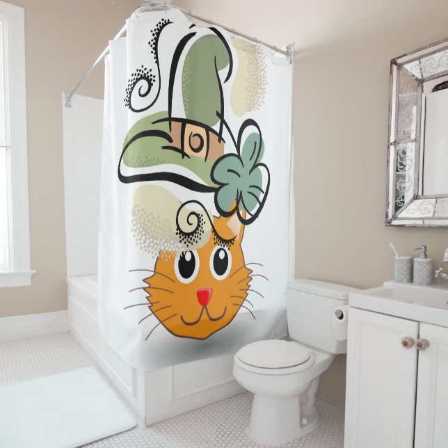 Saint Patrick's Day Douche Rideau Chat (En situation)