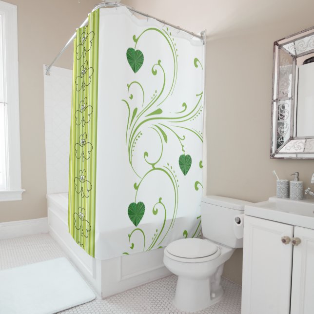 Saint Patrick's Day Douche rideau Clover Floral (En situation)