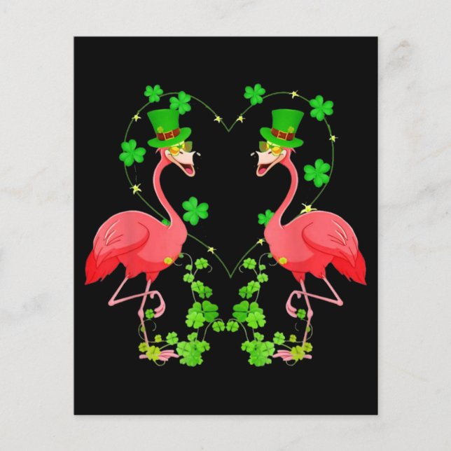 Saint Patrick's Day Flamant rose Shamrock Coeur (Devant)