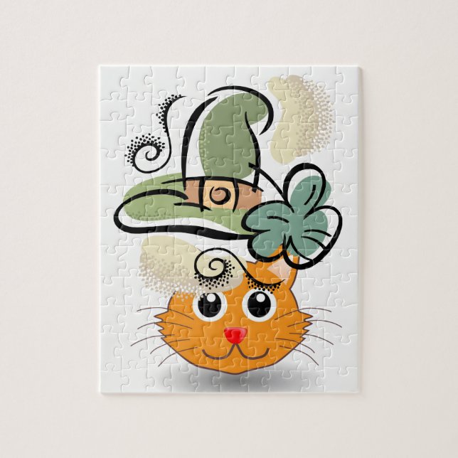 Saint Patrick's Day Jigsaw Puzzle Cat (Vertical)
