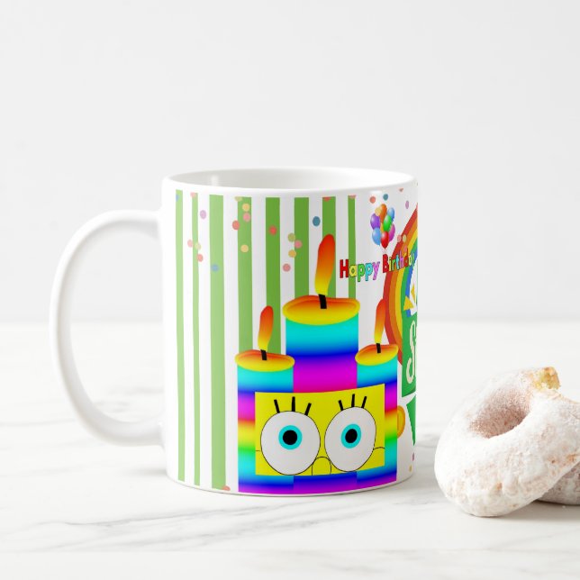 Saint Patrick's Day Joyeux Anniversaire Mug (Avec donut)