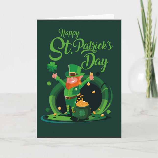 Saint Patrick's Day Leprechaun carte de vacances (Devant)