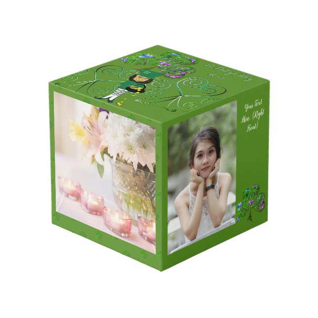 Saint Patrick's Day Leprechaun Shamrock Photo Cube (Angle devant)