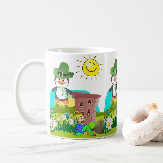 Saint Patrick's Day Mug Penguin (Avec donut)