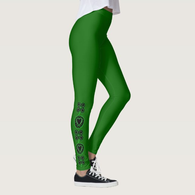 Saint Patrick's Day Shamrock Heart Leggings 7 (Droite)