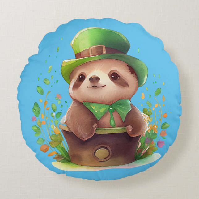 Saint Patrick's Sloth et Raccoon Coussin réversibl (Devant)