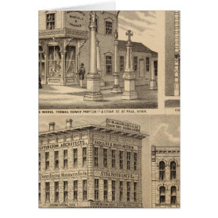 Saint Paul, Minneapolis, Minnesota Carte Lithograp