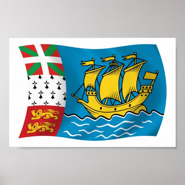 Saint Pierre And Miquelon Flag Poster Print (Devant)
