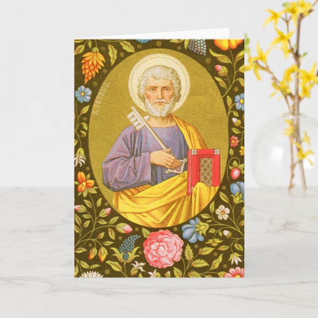 Saint Pierre l'Apôtre (PM07) Carte de voeux vierge (Fleur jaune)