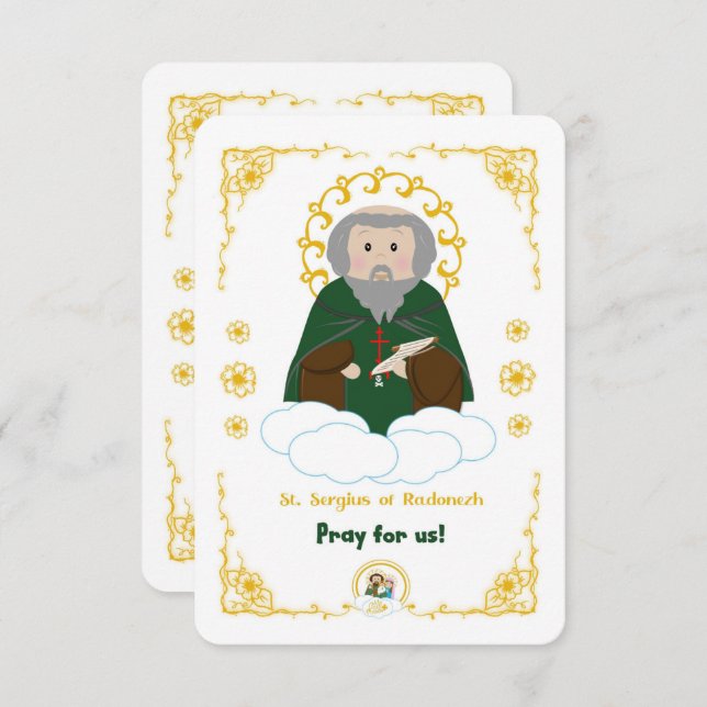Saint-Serge de Radonej Carte Sainte (Devant / Derrière)