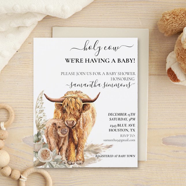 Saint-Vache Highland Calf Baby shower Boho Budget (Créateur téléchargé)