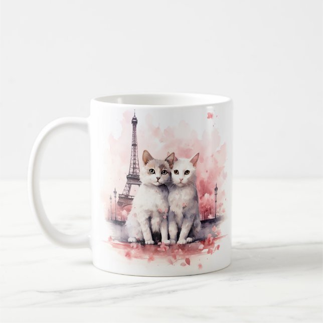 Saint Valentin à Paris - Couple de chats - Mug (Gauche)