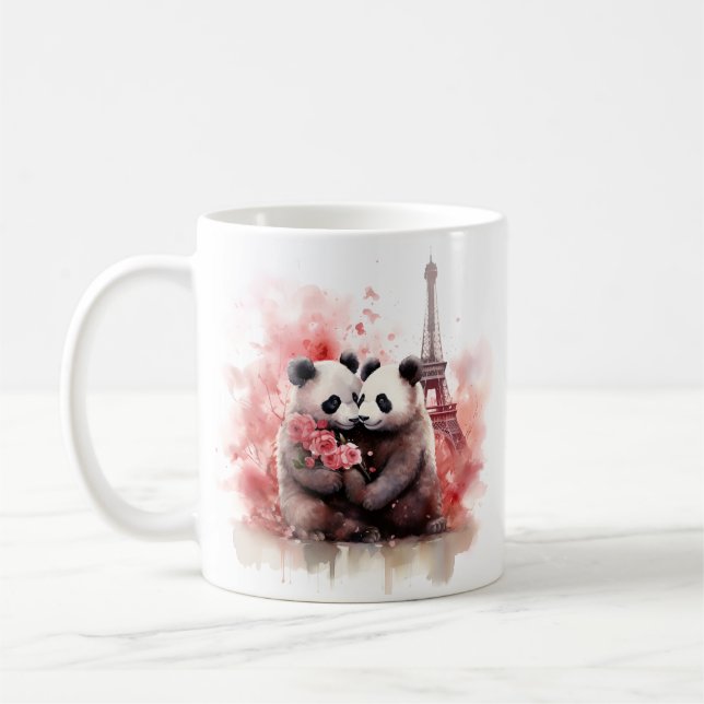 Saint Valentin à Paris - Couple de pandas - Mug (Gauche)