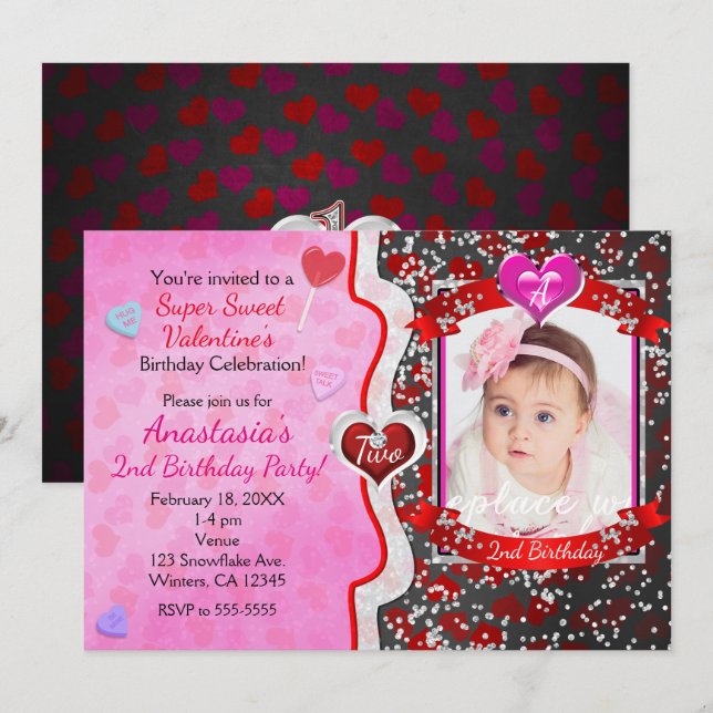 Saint Valentin Anniversaire Fête Photo Invitations (Devant / Derrière)