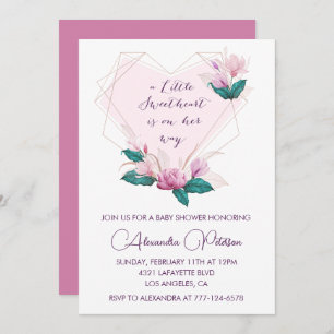 Saint Valentin baby shower invitation Elégant rose