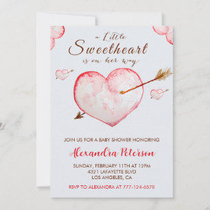 Saint Valentin baby shower invitation flèche coeur