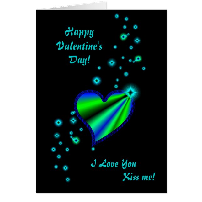 Saint Valentin Bleu vert Arc-en-ciel coeur sur noi (Devant)