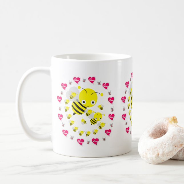 Saint Valentin Bumblebee Mice Mugs (Avec donut)