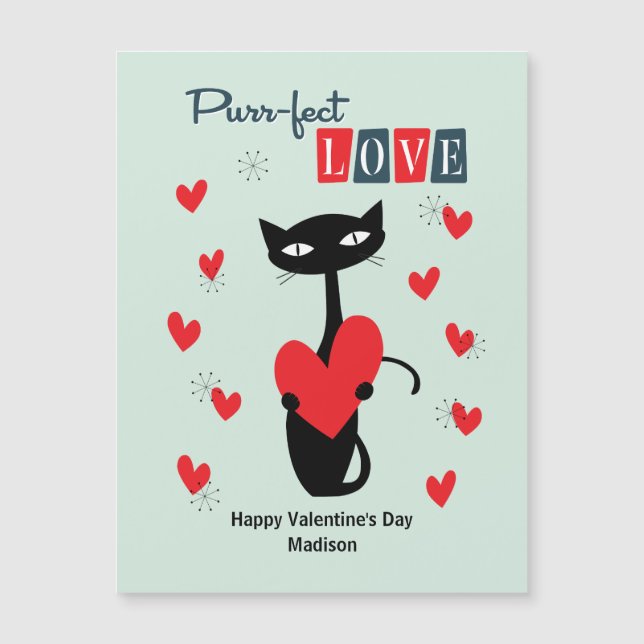 Saint-Valentin Chat Rétro Milieu de Siècle (Devant)