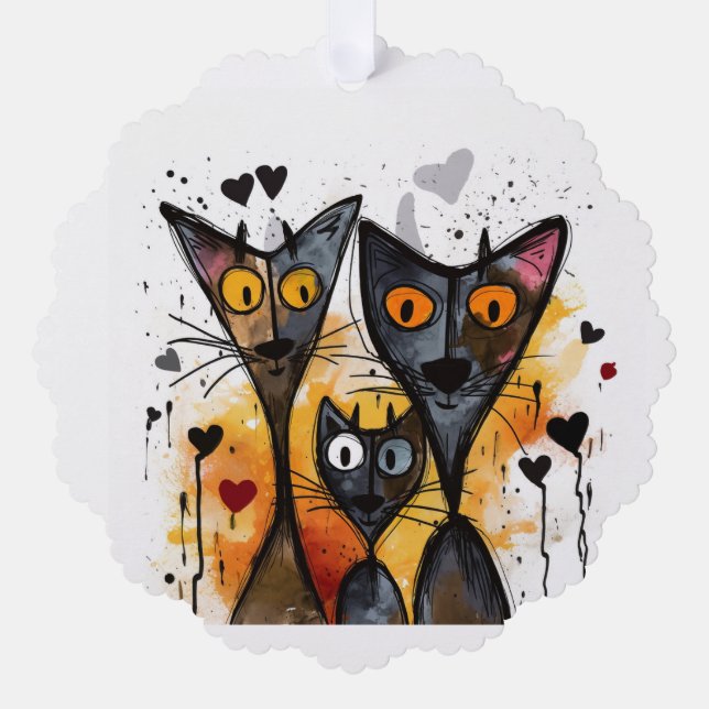 Saint Valentin Chats et ornement de coeur (Recto)