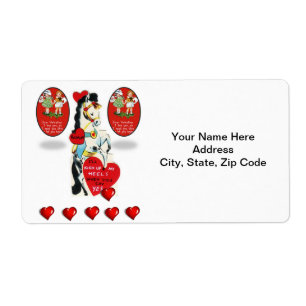 Saint Valentin Cheval Vintage Étiquette